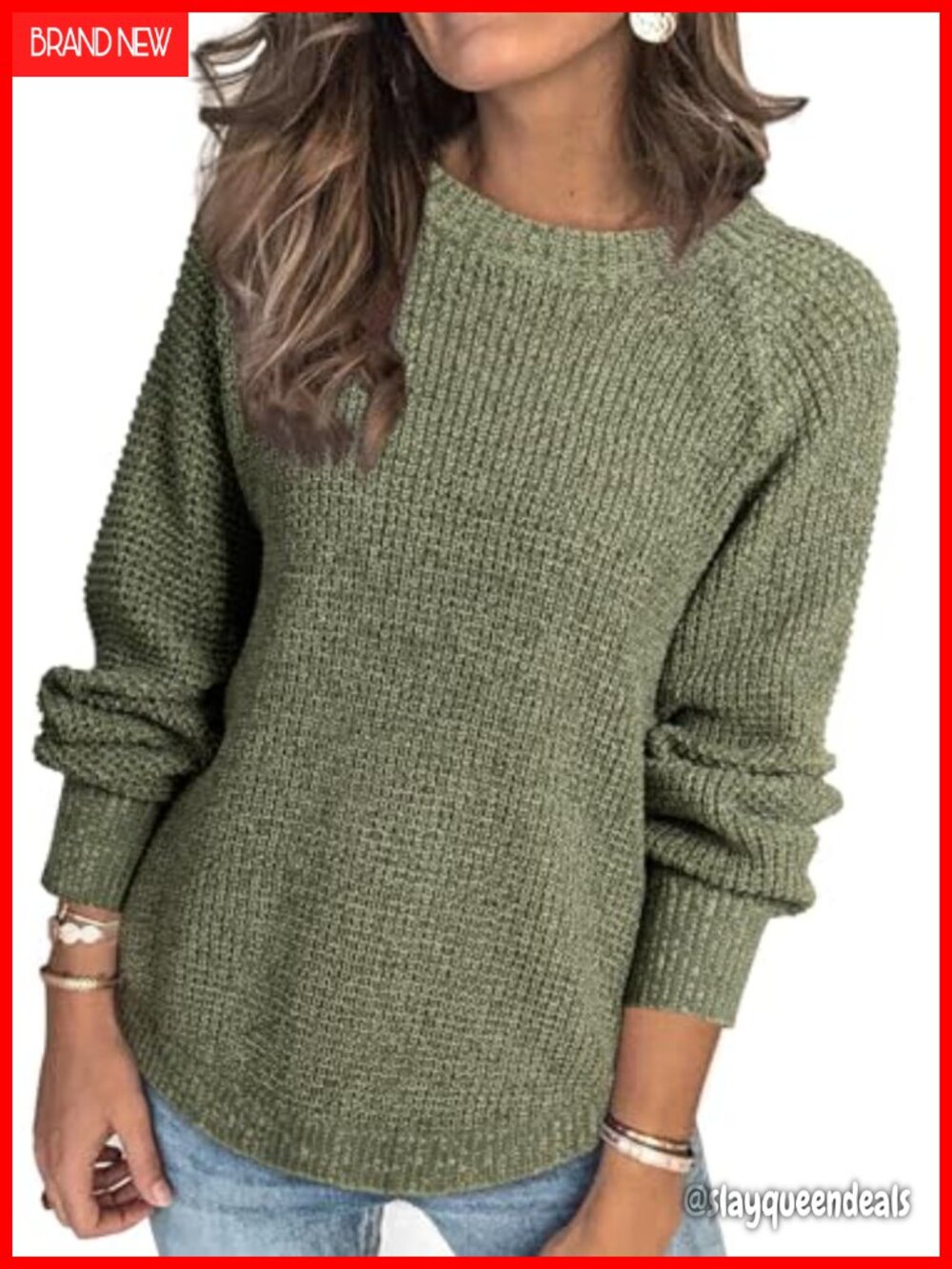 Oversized Long Sleeve Waffle Knit Pullover Sweater